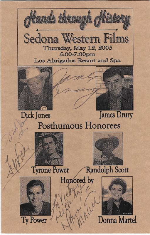 Hands Through History Sedona Western Films Program 4 autographs