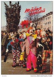 Clowns, Maanzer Fassenacht, Narrentreiben am Fastnachtsbrunnen, 1950-1970s