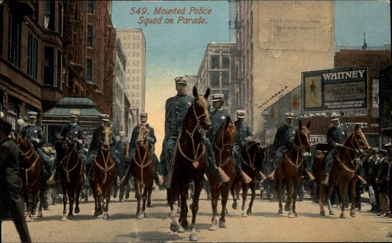 Chicago Ill IL Mounted Police on Horse Horseback c1910 Vintage Postcard