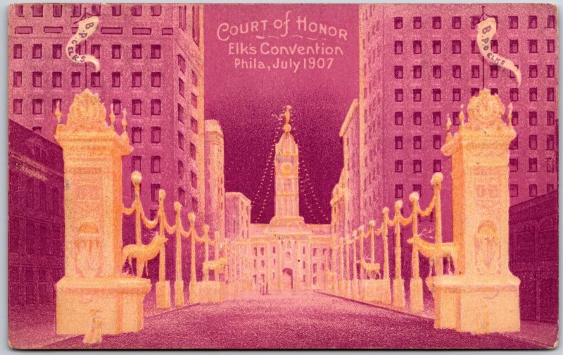 1907 Court Of Honor Elks' Convention Philadelphia Pennsylvania Posted Postcard 