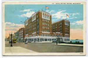 Hotel Racine Wisconsin 1930 postcard
