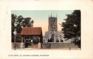 TIVERTON DEVNON UK~LYCH GATE ST PETERS CHURCH POSTCARD 1909