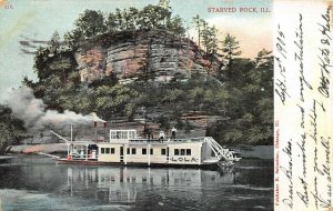 Starved Rock Illinois 1905 Postcard LOLA Paddle Wheel Riverboat Steamboat
