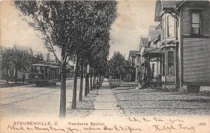 E74/ Steubenville Jefferson County Ohio Postcard 1907 Residence Section Trolley