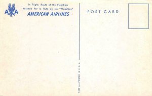 AMERICAN AIRLINES Route of the Flagships Map c1940s Vintage Postcard