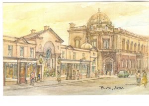 Shops on Pulteney Bridge, Bath, Avon, England,  David Skipp Water-colour