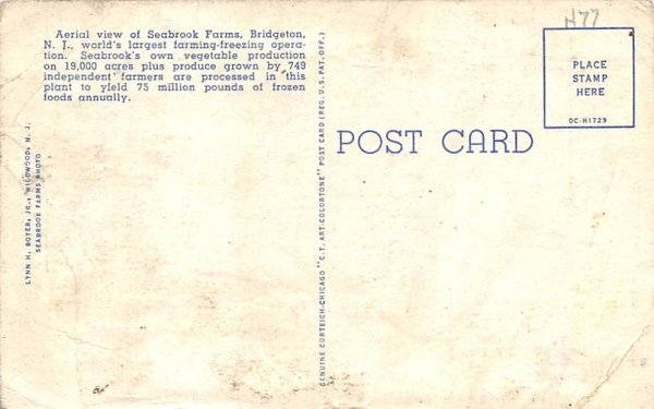View of Seabrook Farms Bridgeton, New Jersey Postcard