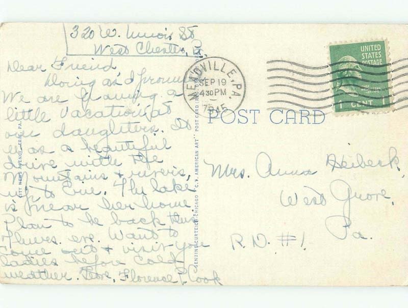 Linen RUSTIC BRIDGE AT LAGOON Erie Pennsylvania PA d4694