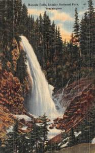 WA, Washington    NARADA FALLS~Rainier National Park    c1940's Linen Postcard