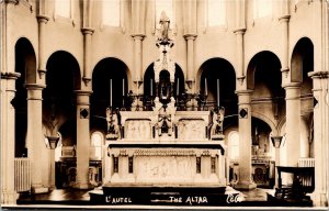 AZO RPPC Postcard QC L'Autel The Altar of a Roman Catholic Cathedral 1920s S101