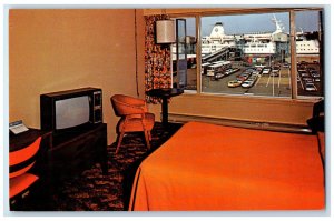 c1960's Bedroom The Colony Motor Inn Yarmouth Nova Scotia Canada Postcard