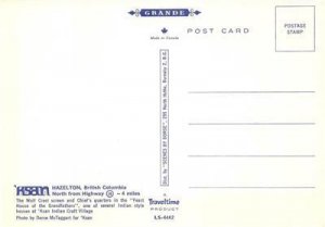 Hazelton, BC Wolf Crest 'Ksan Indian Chiefs c1960s Chrome Vintage Postcard