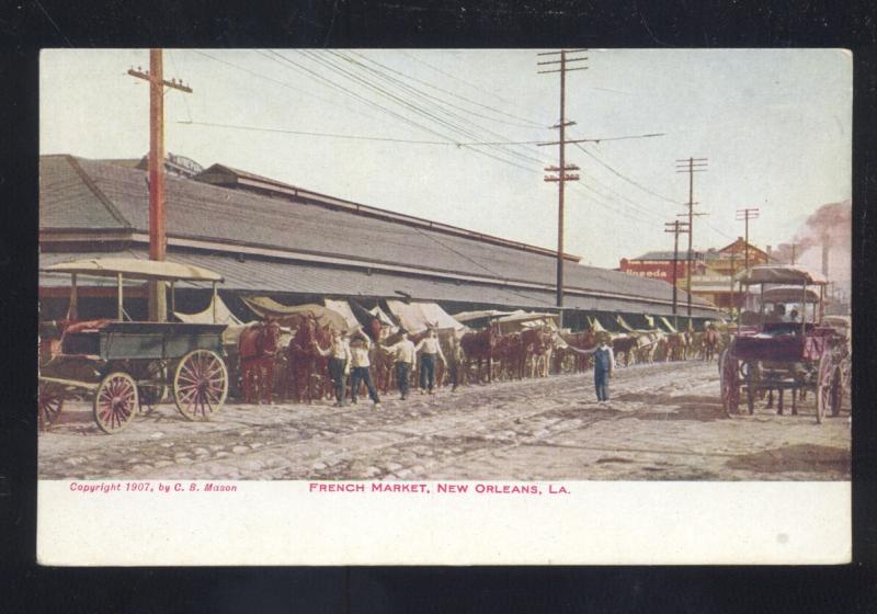 NEW ORLEANS LOUISIANA FRENCH MARKET B.G. MASON VINTAGE ANTIQUE POSTCARD LA.