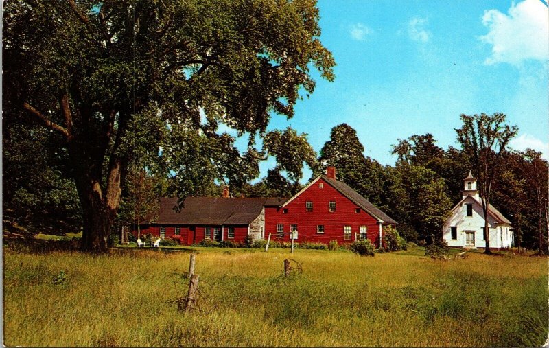 New England Old Colonial Home Country White Church Postcard VTG UNP Koppel  