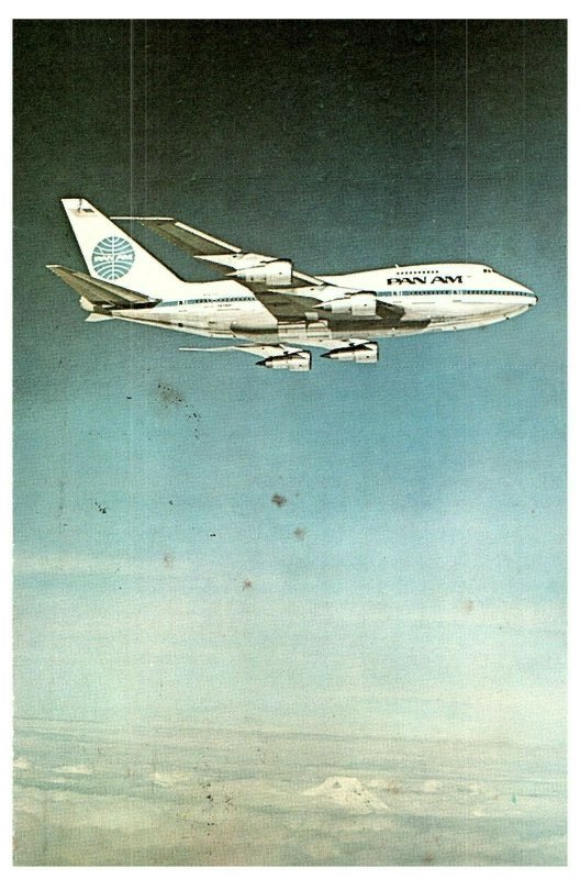 Pan Am Airplane Flying Postcard 1980 Sent from India to Hong Kong