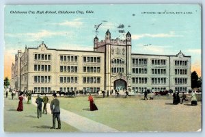Oklahoma City Oklahoma OK Postcard High School Exterior Building c1911 Vintage