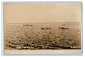 c1920's Target From Repair Party At Work Sea Boats RPPC Photo Vintage Postcard 