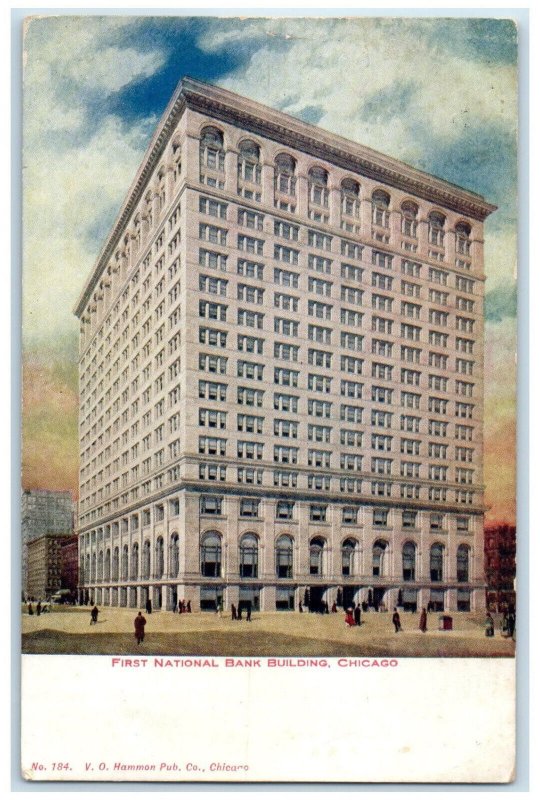 c1910 First National Bank Building Chicago Illinois IL Antique Postcard