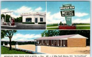 MONROE, North Carolina  NC   Roadside  MOUNTAIN VIEW TRUCK STOP & Motel Postcard