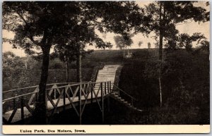 Union Park Des Moines Iowa IA Bridge Stairs Postcard