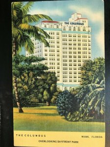 Vintage Postcard 1946 The Columbus Hotel Bayfront Park Miami Florida