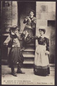 French Men and Woman in Costume Postcard