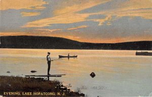 Lake Hopatcong New Jersey Evening Fishing Vintage Postcard AA44121