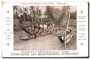 Old Postcard Boat Ship Company Courier Maritimes Fishermen on the beach of Mo...