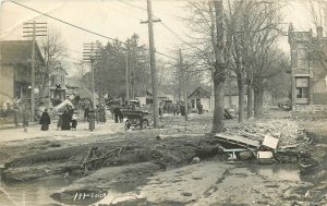 c1910 Fremont Ohio Flood Damage disaster people RPPC Postcard 25-12303