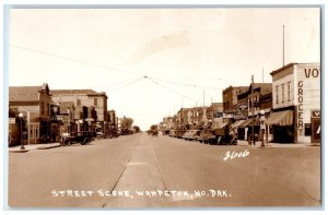 Street Scene Drug Store Bakery Cars Wahpeton North Dakota ND RPPC Photo Postcard 