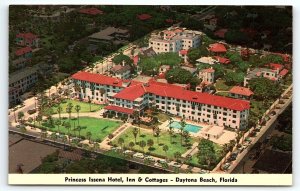 1950s DAYTONA BEACH FL PRINCESS ISSENA HOTEL INN & COTTAGES POSTCARD P1492