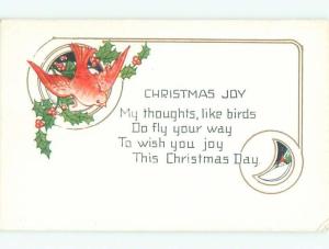 Divided-Back CHRISTMAS BIRDS SCENE Pretty Postcard W8521