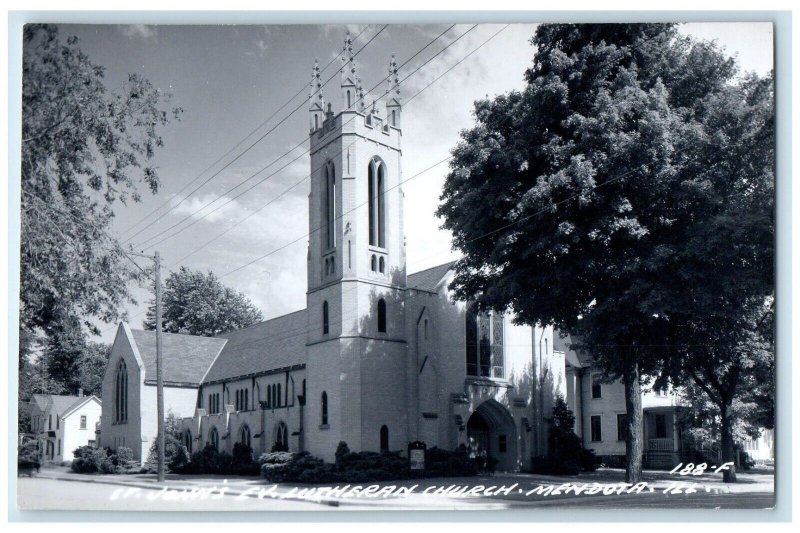 c1950's St. John's Ev. Lutheran Church Mendota Illinois IL RPPC Photo Postcard