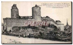 Old Postcard Fougeres Chateau West Tower Ramparts Gobelins Melusine Tower and...