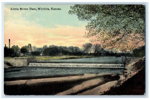 1911 Little River Dam Exterior View Wichita Kansas KS Vintage Antique Postcard