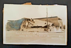 Mint Vintage 1933 Long Beach CA Earthquake Post Office Real Photo Postcard