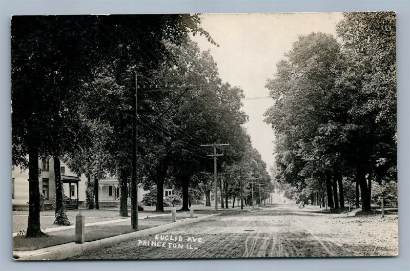 PRINCETON IL EUCLID AVE. ANTIQUE REAL PHOTO POSTCARD RPPC