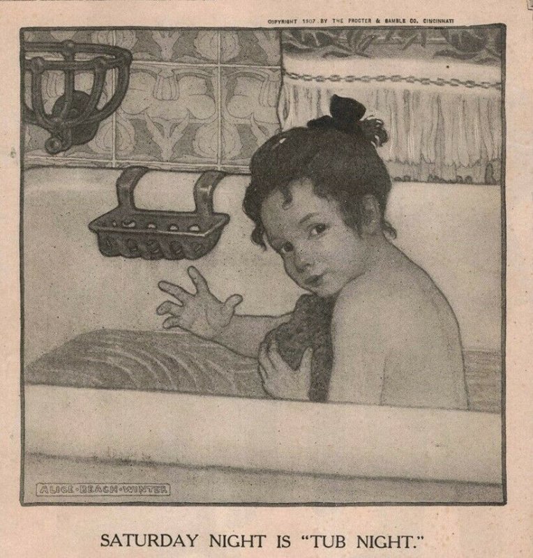 1907 Original Print Ad Ivory Soap Adorable Girl Bathtub Kuppenheimer 2P1-6 e et