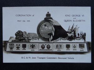 BC & N Coronation Vehicle of KING GEORGE Vl & QUEEN ELIZABETH c1937 RP Postcard