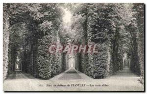 Old Postcard Parc du Chateau De Chantilly The three aisles