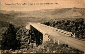 Sapinero Steel Arch Bridge Sapinero Colorado CO 1934 Albertype Postcard C11