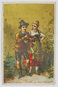 Trade Card Victorian Couple Return of the Mountain Clothing Advertising V9