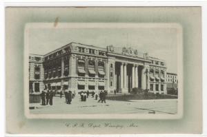 CPR Railway Railroad Depot Winnipeg Manitoba Canada 1911 postcard