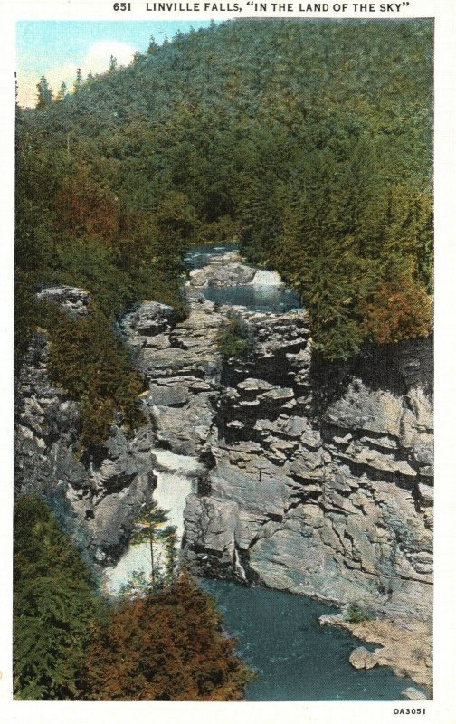 Vintage Postcard 1920's Linville Falls Land Of Sky Unincorporated North Carolina