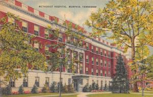 Memphis Tennessee birds eye view Methodist Hospital linen antique pc Z26398