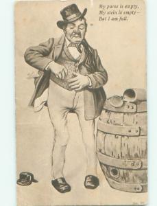 Pre-Linen Comic MAN HAS NO MONEY BUT IS FULL OF ALCOHOL AB8867