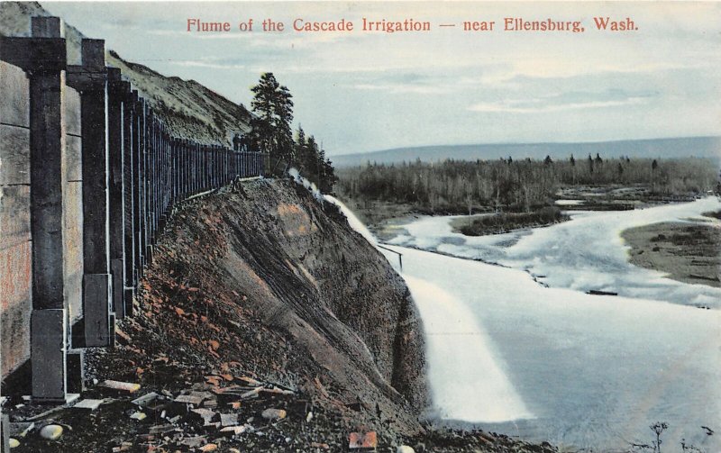 G33/ Ellensburg Washington Postcard c1910 Flume Cascade Irrigation 