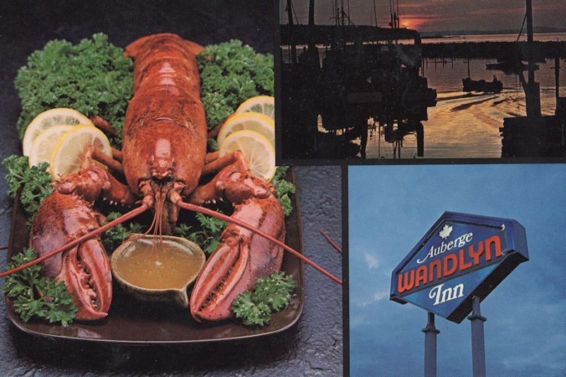 Giant Lobster Dish at Wandlyn Inn Canada Postcard