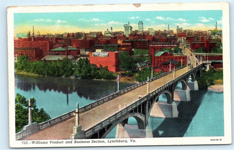*James River Bridge Williams Viaduct Lynchburg Virginia VA Vintage Postcard C10