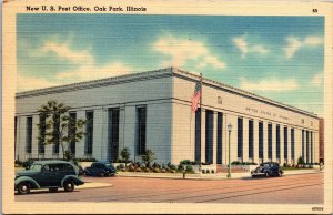 Vtg Oak Park Illinois IL US Post Office 1940s Old Linen View Postcard